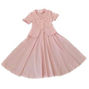Gowntown Dress Size L Salmon Pink 50's Retro Rockabilly Collared Swing Dress
